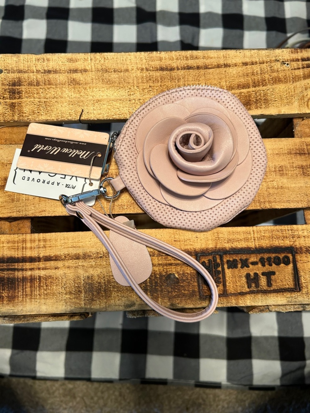Vegan Muted Blush Floral Round Clutch